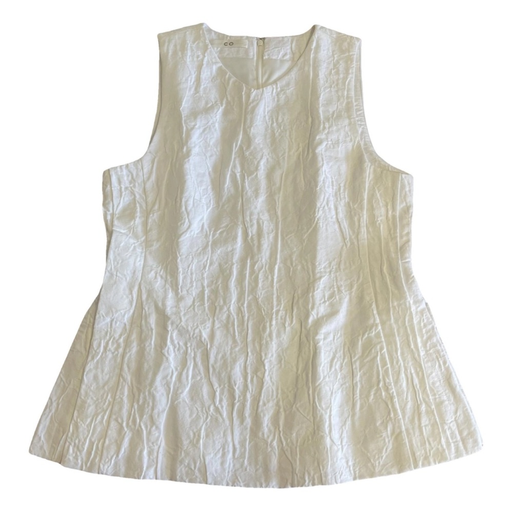 CO crinkled linen sleeveless v-neck top size M